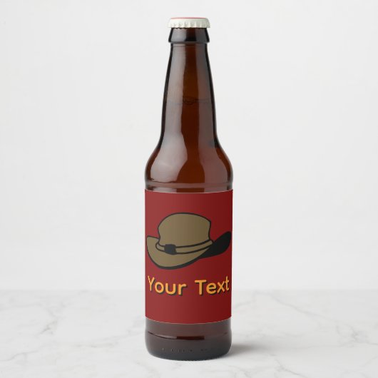 Fedora-hoed personaliseren Dk Red bierfles Bier Etiket (Voorkant)