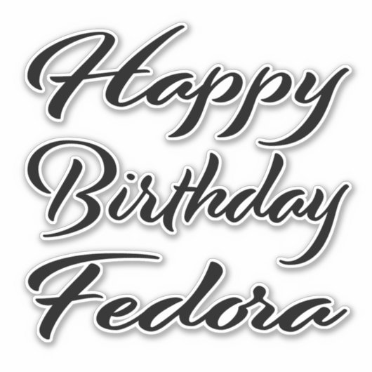 Fedora Name Vorname black Sticker Geburtstag (Voorkant)