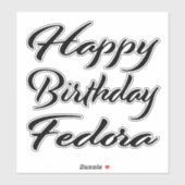 Fedora Name Vorname black Sticker Geburtstag (Vel)
