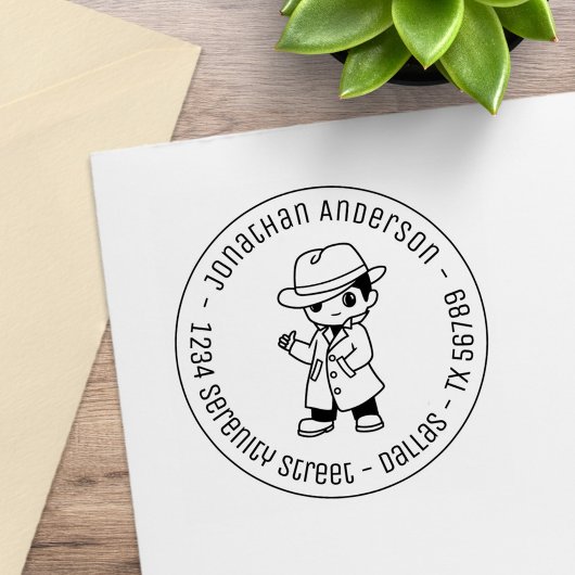 Fedora Pet Ternstcoat Man Ronde adres Rubber St. Rubberstempel