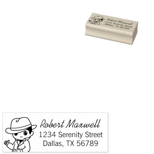 Fedora Pet TFrench Coat Man Adres Rubberstempel (Gestempeld)