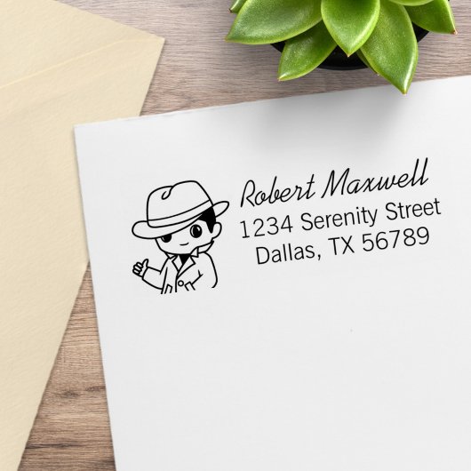 Fedora Pet TFrench Coat Man Adres Rubberstempel
