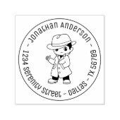 Fedora Pet TFrench Coat Man Round Address Self-ink Zelfinktende Stempel (Design)