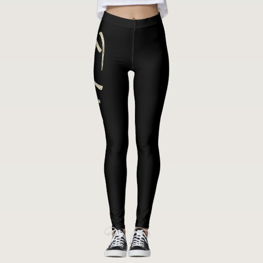 Fedora white gold Handwriting Hose Leggings (Voorkant)