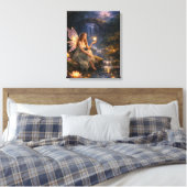 Fee bij de gloeiende stroom canvas afdruk (Insitu (Slaapkamer))