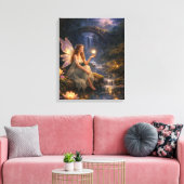 Fee bij de gloeiende stroom canvas afdruk (Insitu (Woonkamer))