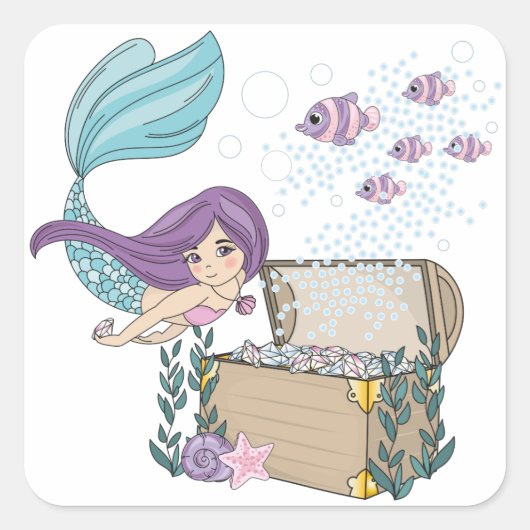 fee, blauwe fee vierkante sticker (Voorkant)