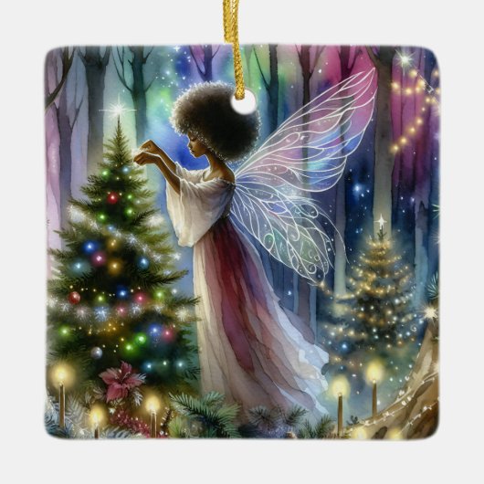 fee decoreren van de kerstboom keramisch ornament (Voorkant)