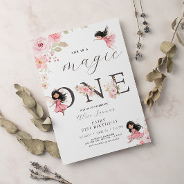 Fee Eerste Thema Meisje 1e Verjaardagsfeestje Kaart