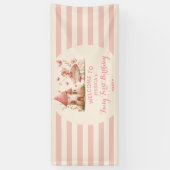 Fee Eerste Verjaardag Roze Gestreepte WELKOM Spandoek (Verticaal)