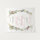 Fee Eerste Vintage Bloemige Verjaardags Welkom Wandkleed (Voorkant (horizontaal))