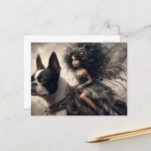 Fee en Boston Terrier Briefkaart