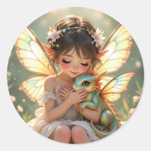 Fee en Draak Chibi Anime Sprookje Ronde Sticker