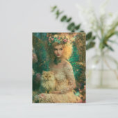 Fee en een kat briefkaart (Staand voorkant)