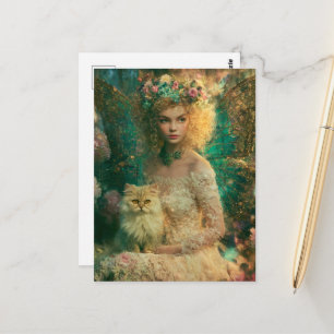 Fee en een kat briefkaart