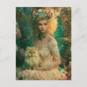 Fee en een kat briefkaart (Voorkant)