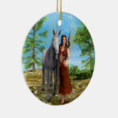 Fee en eenhoorn keramisch ornament (Rechts)