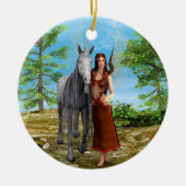 Fee en eenhoorn keramisch ornament (Voorkant)