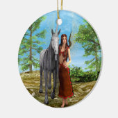 Fee en eenhoorn keramisch ornament (Links)