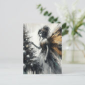 Fee en kerstboom Glitch Briefkaart (Staand voorkant)