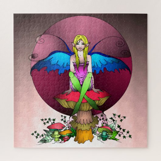 Fee en Paddenstoelen Legpuzzel (Verticaal)