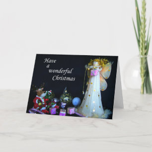 Fee en Rendier, Gelukkige Kerstkaart, Feestdagen Kaart