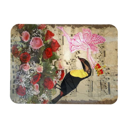 fee en vogelcollage magneet (Horizontaal)