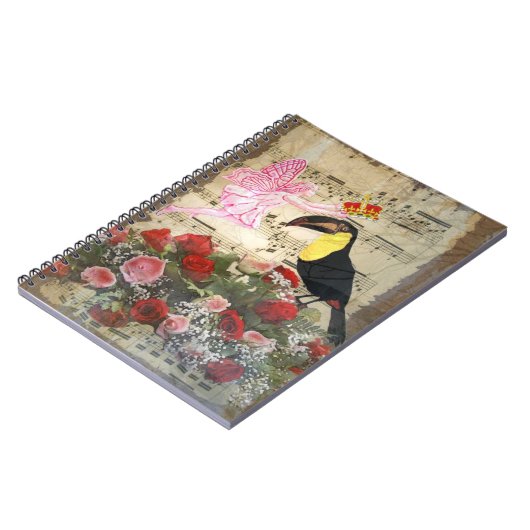  fee en vogelcollage notitieboek (Linkerzijde)