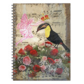  fee en vogelcollage notitieboek (Voorkant)