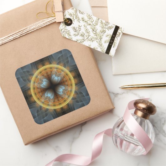  fee fractaal patroon mandala vierkante sticker (Geschenken)