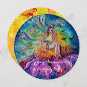 Fee in de nacht goud geel blauw rood glinstert kaart (Voorkant / Achterkant)