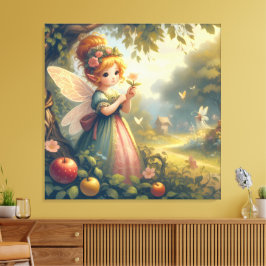 Fee in de tuin canvas afdruk