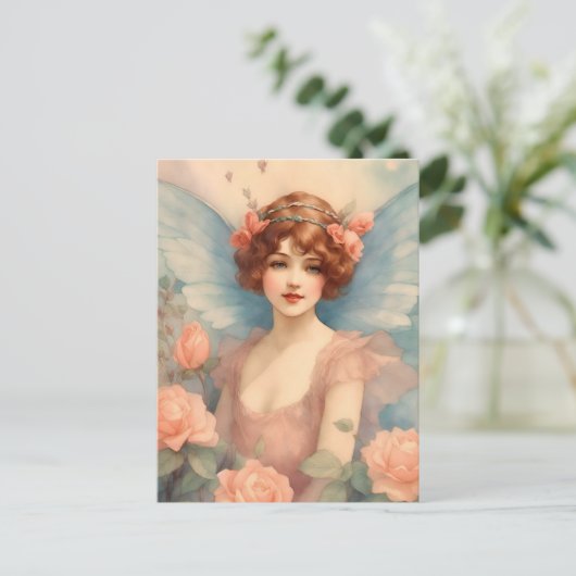  fee in Roos Garden Briefkaart (Staand voorkant)