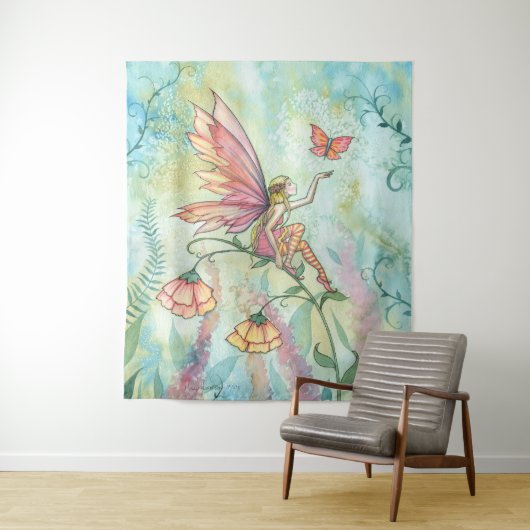  fee met Butterfly Waterverf Art Wandkleed (In situ)