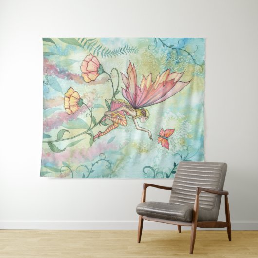  fee met Butterfly Waterverf Art Wandkleed (In Situ (horizontaal))