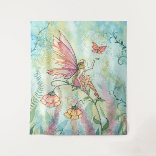  fee met Butterfly Waterverf Art Wandkleed (Voorkant)