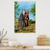 Fee met eenhoorn poster (Keuken)
