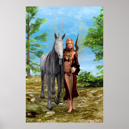 Fee met eenhoorn poster (Voorkant)