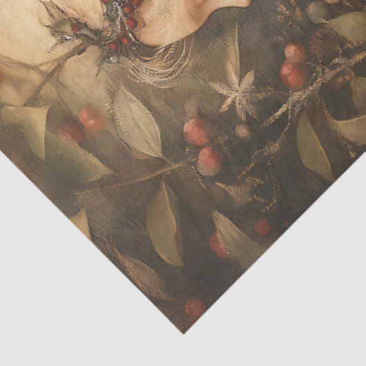 fee met herfstbessen en bladeren tissuepapier (Detail)