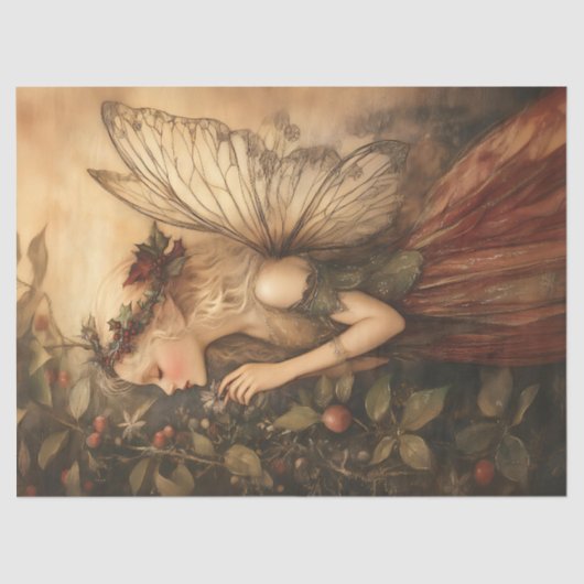 fee met herfstbessen en bladeren tissuepapier (Voorkant)