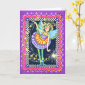 fee met sterren & toverstokje kaart (Gele Bloem)