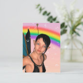 Fee onder regenboog briefkaart (Staand voorkant)