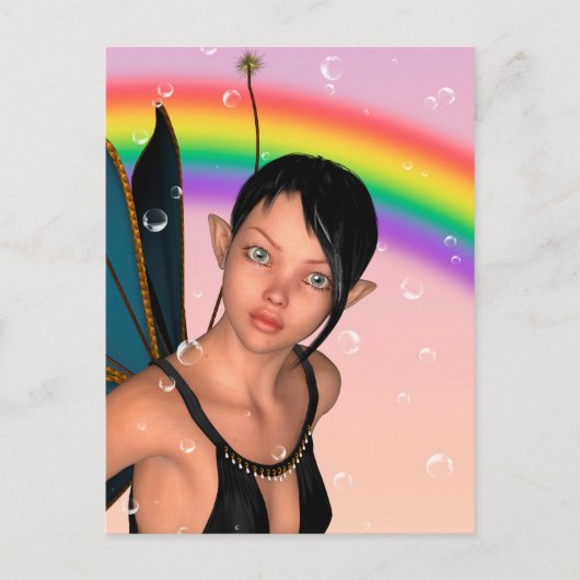 Fee onder regenboog briefkaart (Voorkant)