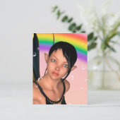 Fee onder regenboog briefkaart (Staand voorkant)