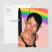 Fee onder regenboog briefkaart (Voorkant / Achterkant)