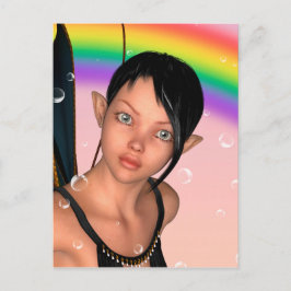 Fee onder regenboog briefkaart