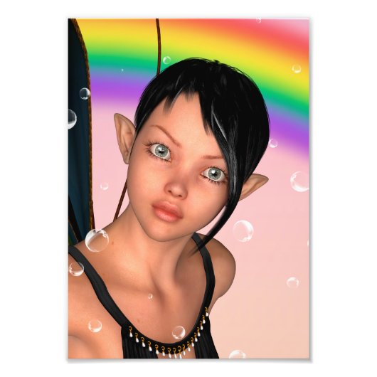 Fee onder Regenboog Foto Afdruk (Voorkant)