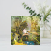 Fee op paddestoel & fantasie draak (Staand voorkant)