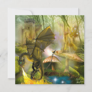 Fee op paddestoel & fantasie draak