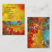 FEE VAN DE MAGISCHE RODE BLOEMEN IN GOUDEN SPRANKE VISITEKAARTJE (Voorkant / Achterkant)